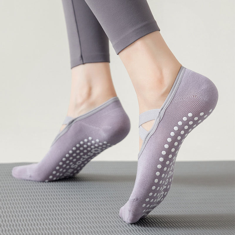 6 Pairs Women Yoga Socks Non-Slip Grips Straps For Added Balance And Stability Ideal For Pilates Pure Barre Ballet Dance Barefoot